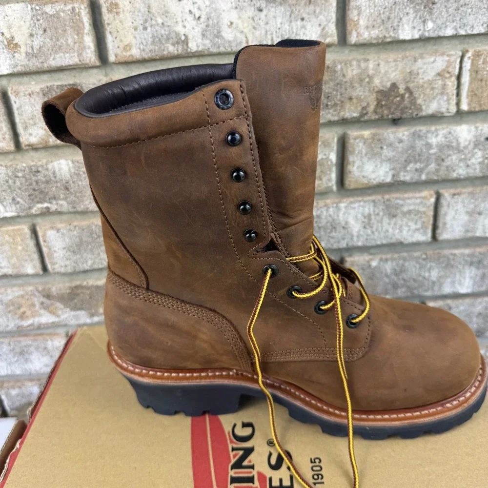Red Wing Shoes 4417 LoggerMax Leather Work Boots Steel Toe Brown Sz 8D